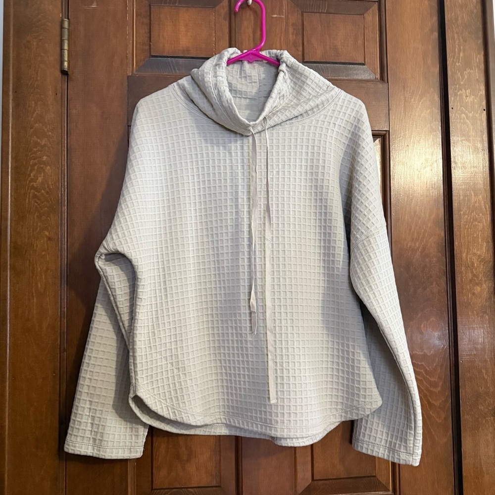 MAX STUDIO Waffle Cowl Neck Sweatshirt